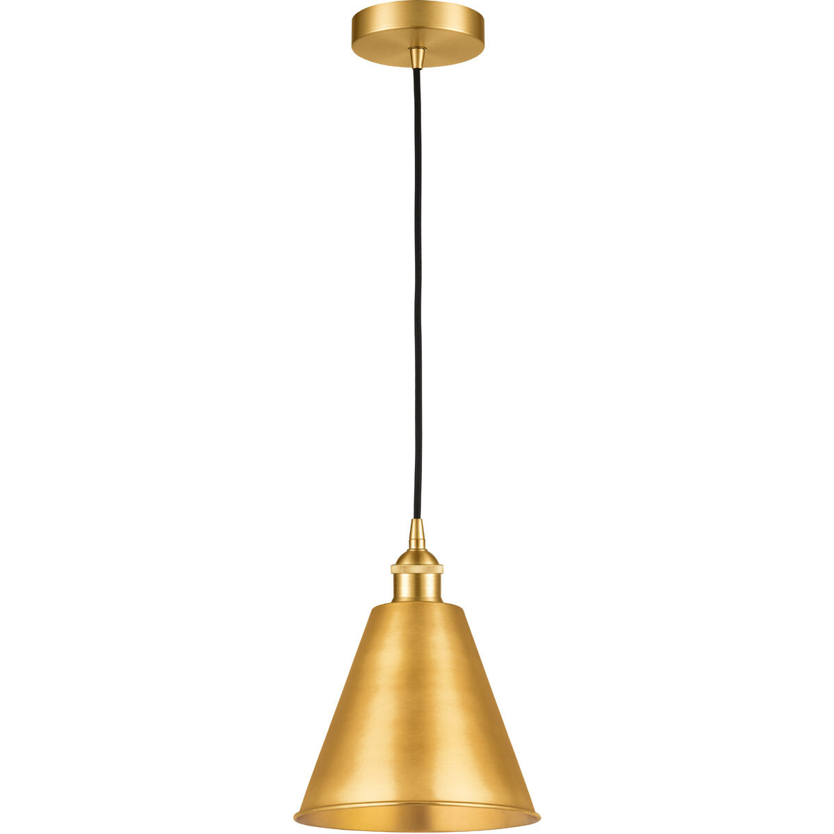 Edison Cone LED 8 inch Satin Gold Mini Pendant Ceiling Light