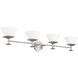 Tremolo 4 Light 42 inch Brushed Nickel and Polished Nickel Vanity Light Wall Light