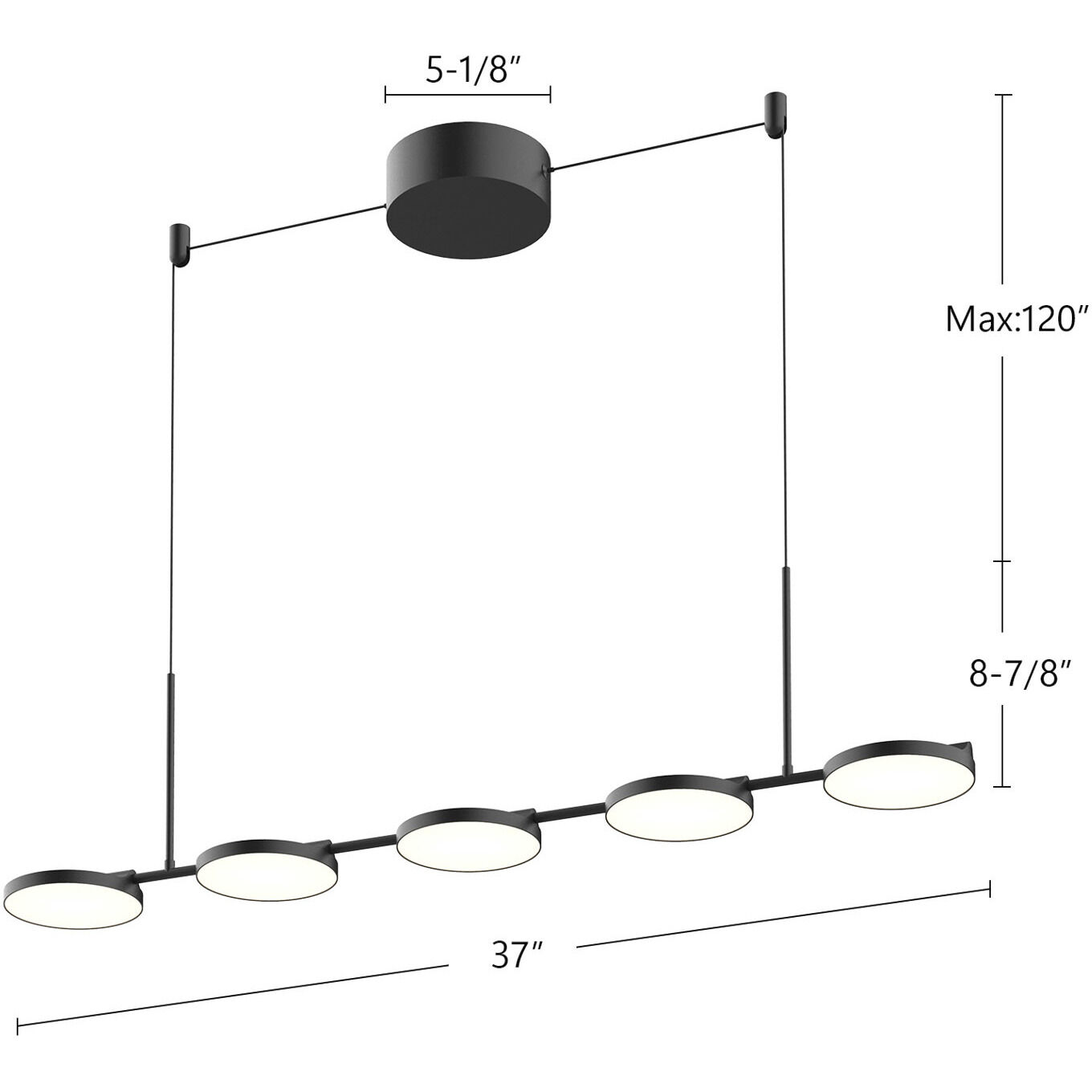 Novel LED 37 inch Black Linear Pendant Ceiling Light