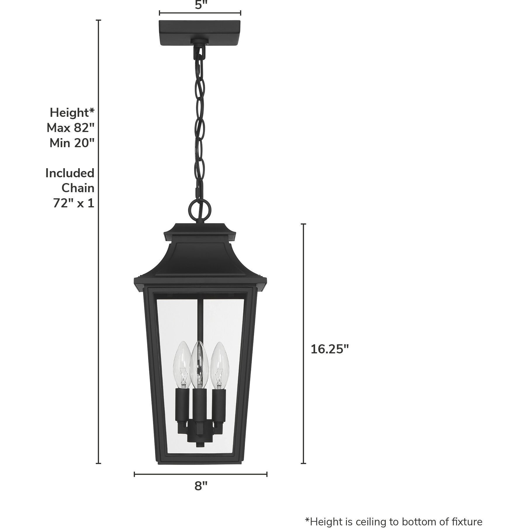 Spring Cove 3 Light 8 inch Matte Black Outdoor Pendant, Large