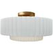 Radiance Collection - Pleated Tier LED 14.5 inch Gloss White and Brushed Brass Semi-Flush Ceiling Light in Dedicated LED, 14.5W x 7.25H, Form+Finish+Function