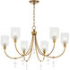 Meriam 6 Light 34.75 inch Brushed Brass Chandelier Ceiling Light
