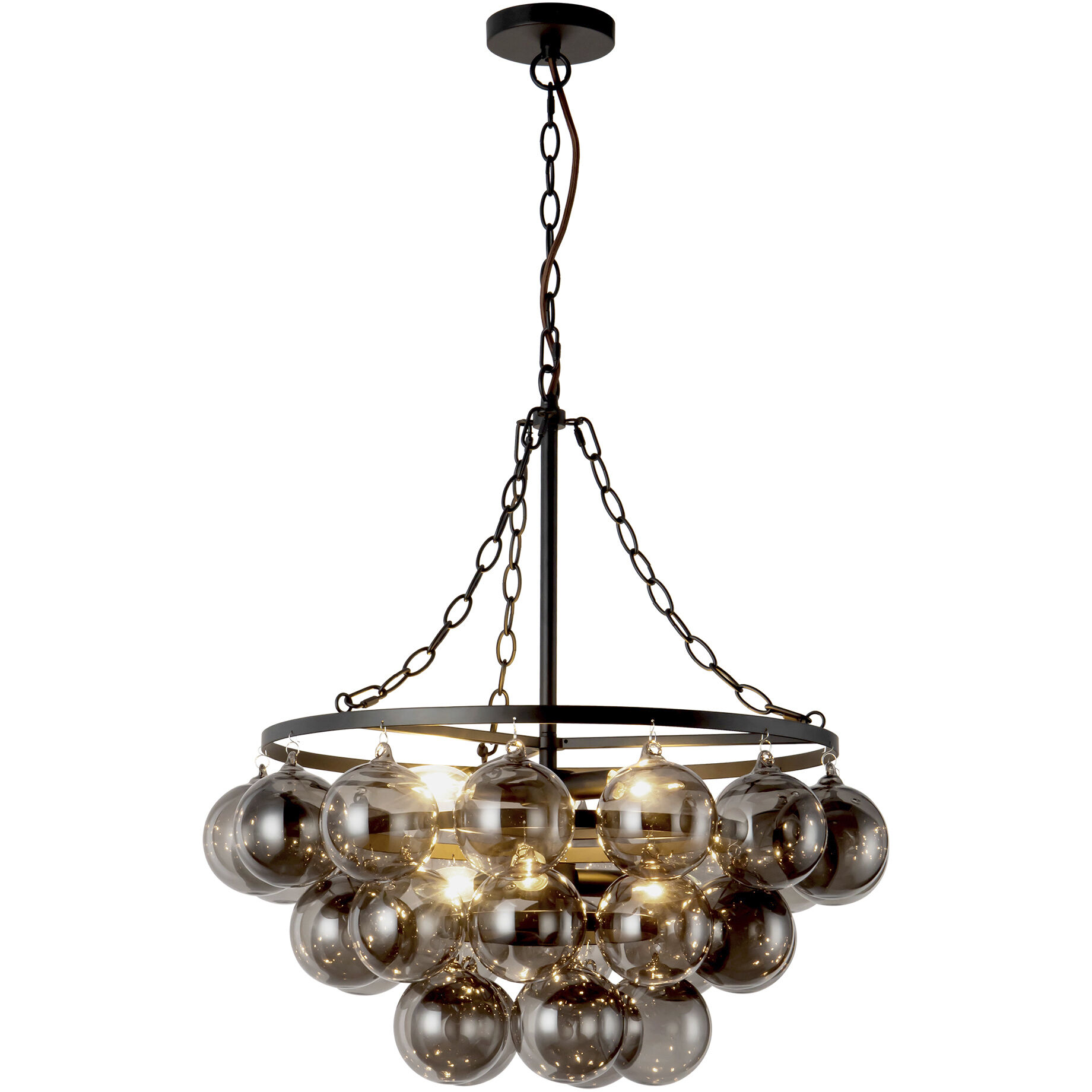 Alora Mood Faye 6 Light 24.13 inch Matte Black and Smoked Solid Glass Chandelier Ceiling Light in Smoked Glass