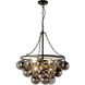Alora Mood Faye 6 Light 24.13 inch Matte Black and Smoked Solid Glass Chandelier Ceiling Light in Smoked Glass