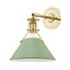 Painted No.2 1 Light 9.5 inch Aged Brass/Leaf Green Wall Sconce Wall Light