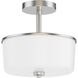 Fuller 2 Light 10.75 inch Satin Nickel Flush Mount Ceiling Light in White