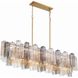 Addis 14 Light 51.75 inch Aged Brass Linear Chandelier Ceiling Light in Tronchi Glass Autumn