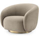 Brice Avalon Sand and Brushed Brass Swivel Base Armchair