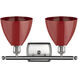 Ballston Plymouth Dome 2 Light 18 inch Brushed Satin Nickel Bath Vanity Light Wall Light in Matte Red