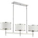 Delphi 3 Light 42 inch White with Polished Nickel Acccents Linear Chandelier Ceiling Light in White/Polished Nickel