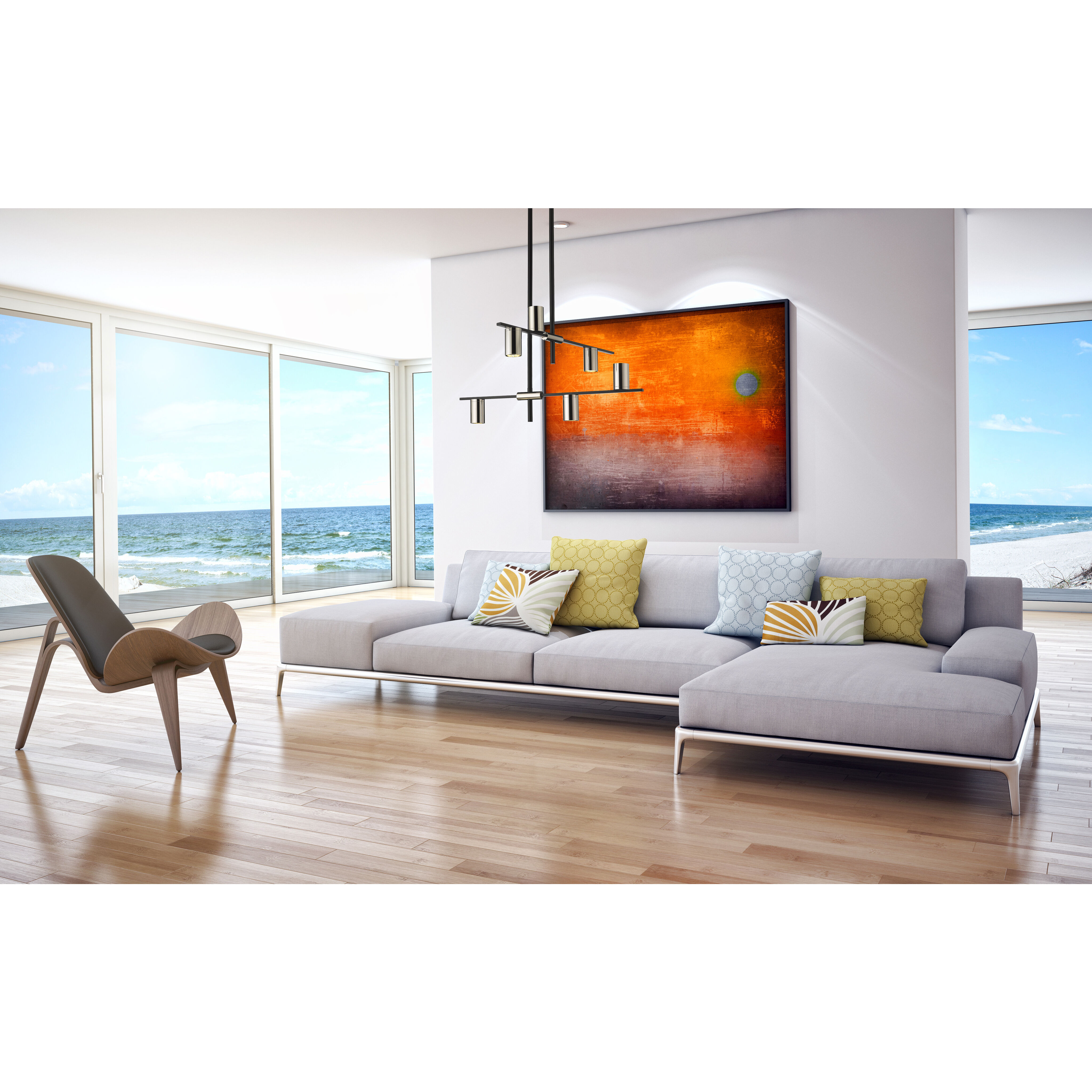 Calumet 6 Light 30 inch Matte Black and Polished Nickel Chandelier Ceiling Light