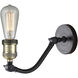 Franklin Restoration Small Bell 1 Light 5 inch Black Antique Brass Sconce Wall Light in Silver Plated Mercury Glass, Franklin Restoration