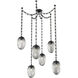 Meteo 6 Light 17 inch Matte Black Swag Multi-Pendant Ceiling Light in Smoke, Rectangular Chain