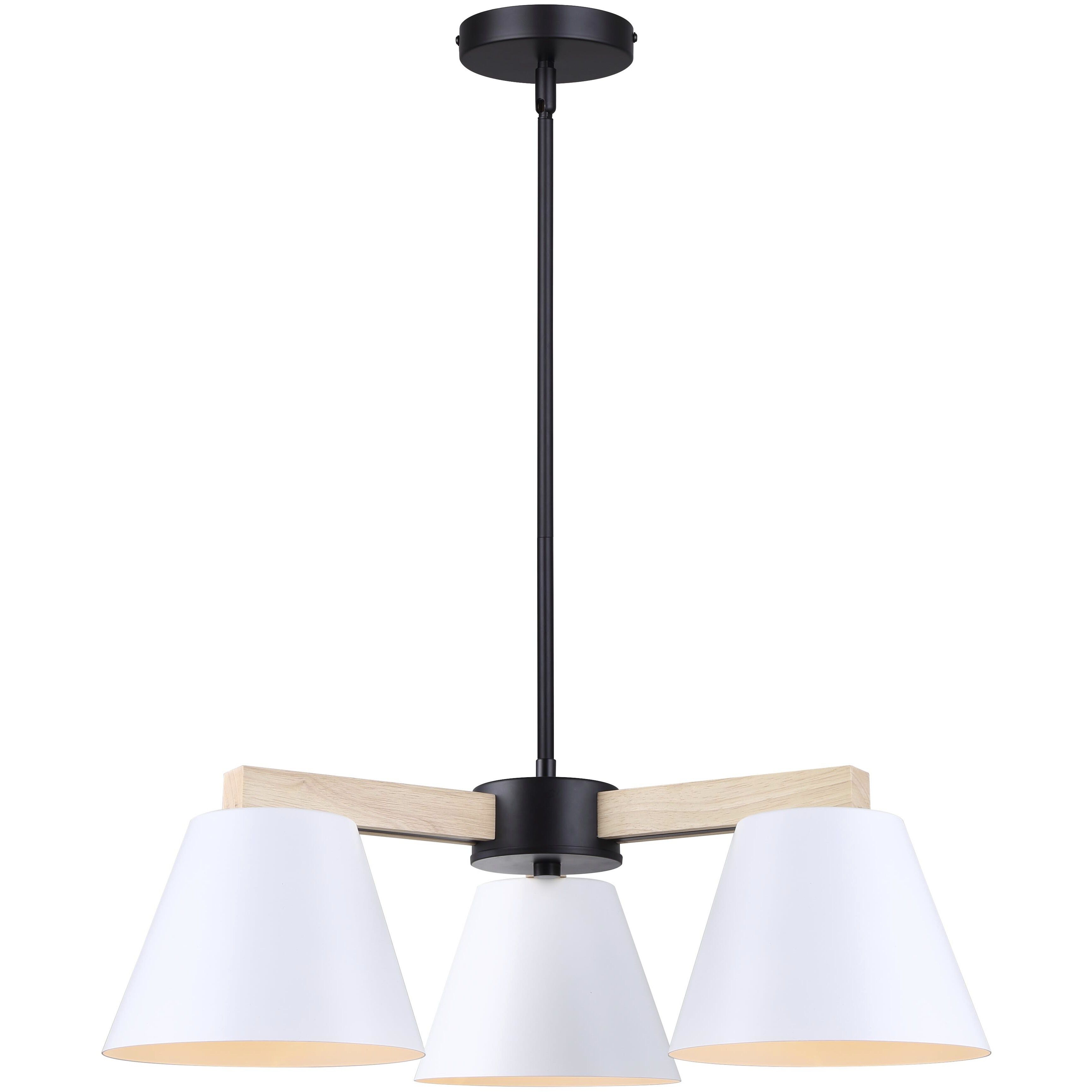 Harlyn 3 Light 23.5 inch Black/White/Wood Chandelier Ceiling Light