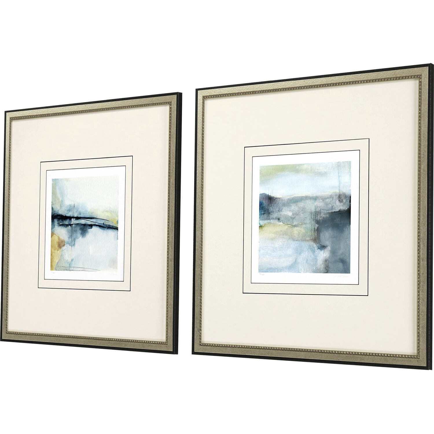 Abstract Blue and Black and Green and Yellow Framed Art