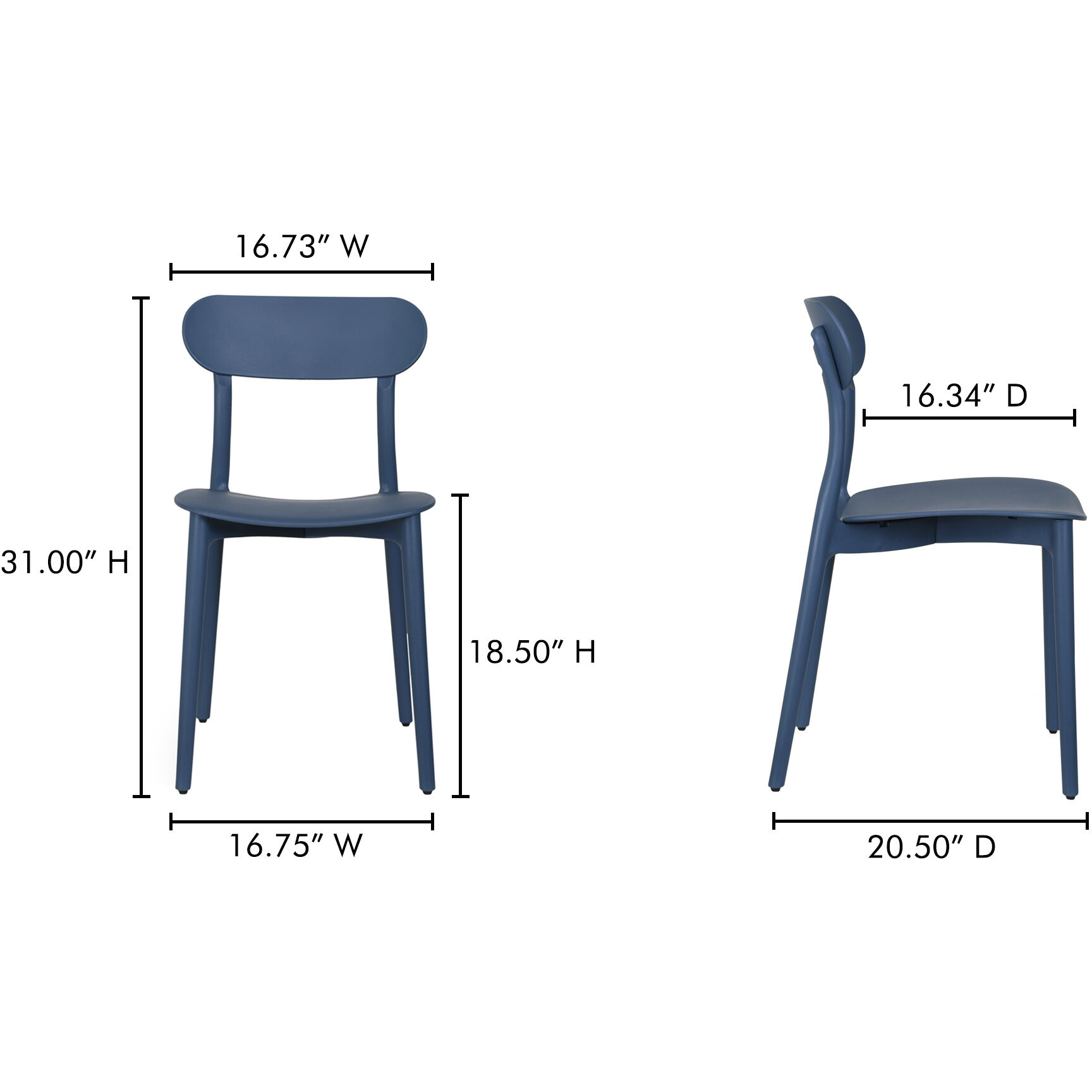 Kent Blue Outdoor Dining Chair, Set of Two