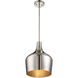 Modern 1 Light 10.5 inch Polished Nickel Pendant Ceiling Light