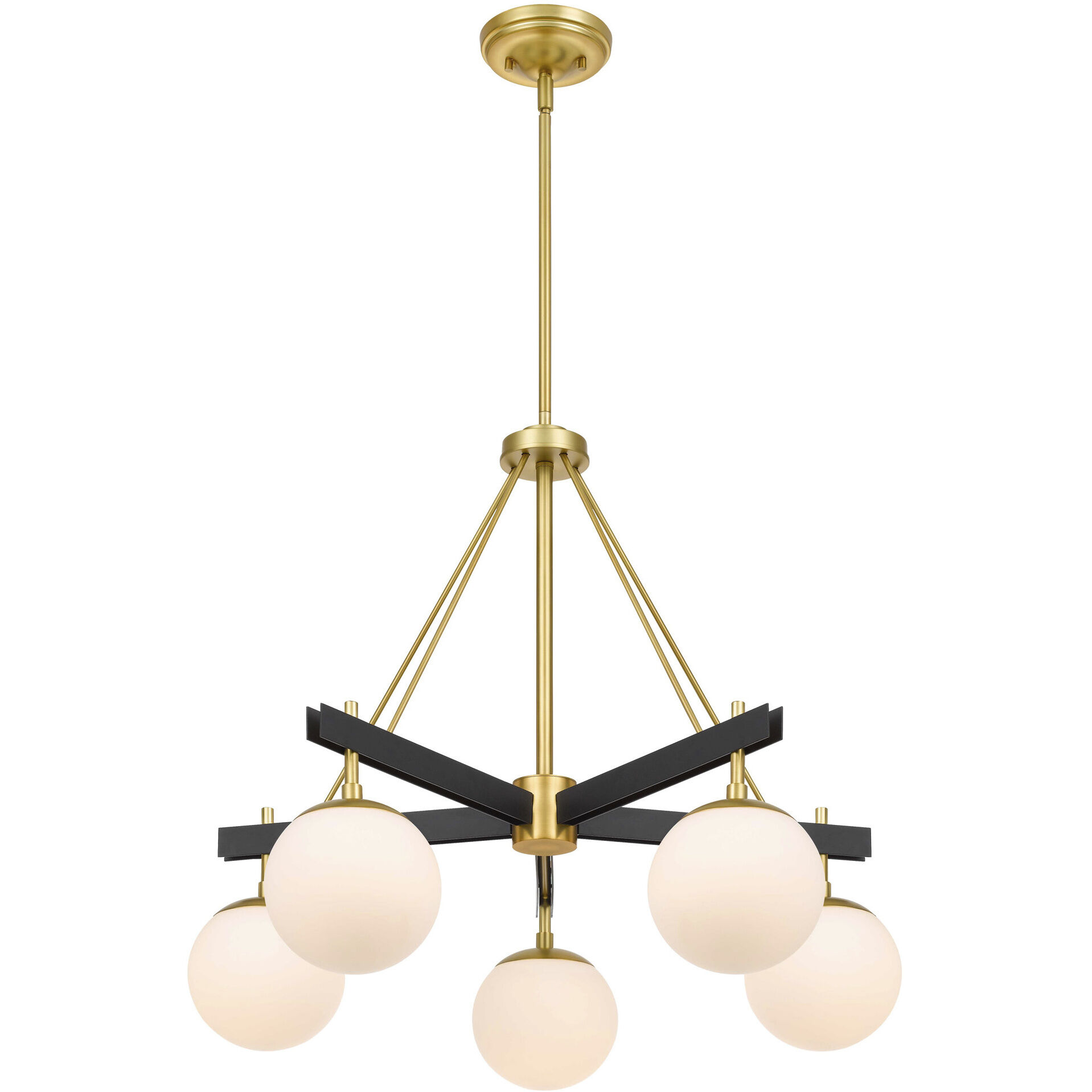 Allie 5 Light 28 inch Black/Satin Brass Chandelier Ceiling Light
