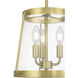 Adabella 3 Light 12.25 inch Vintage Brass Semi-Flush Mount Ceiling Light