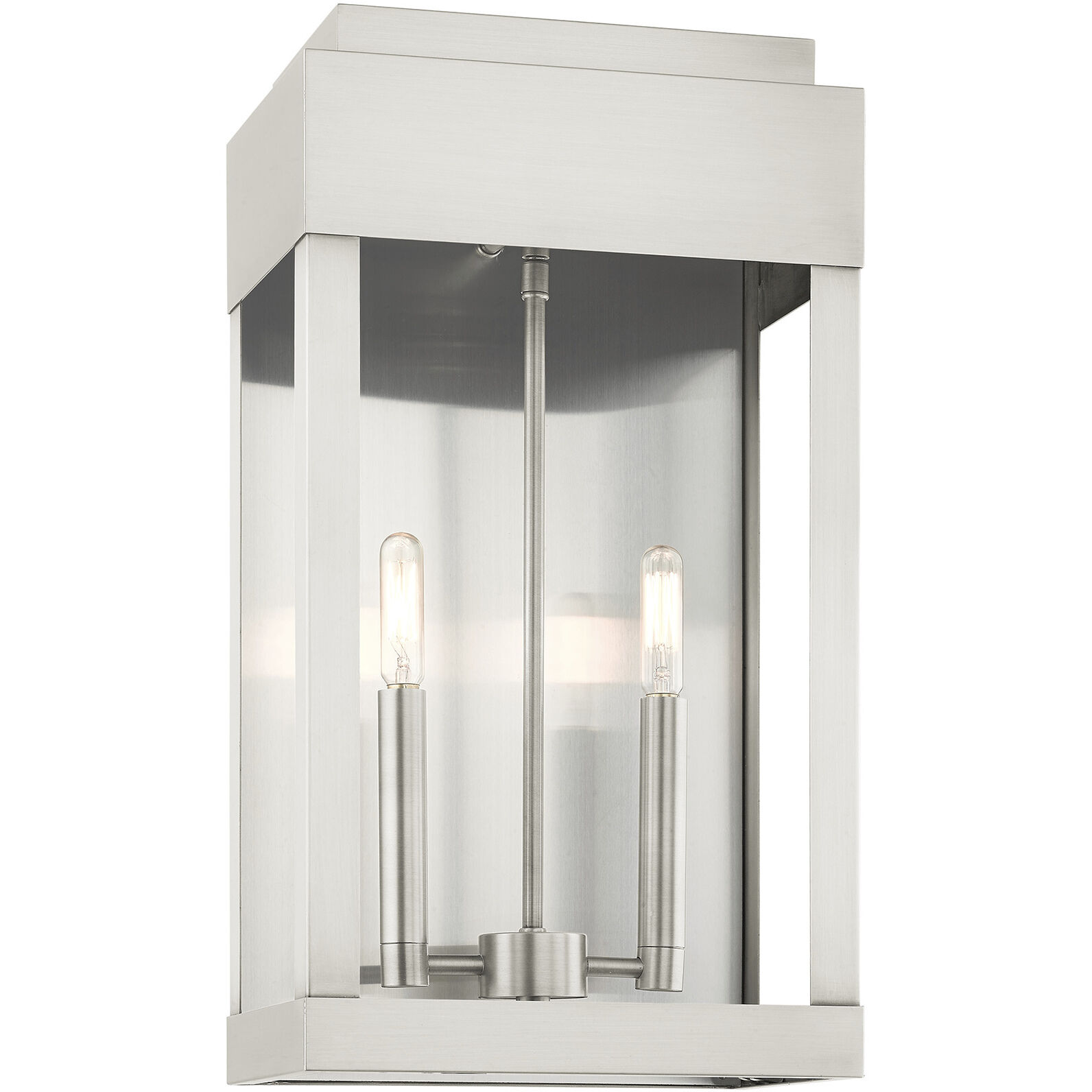 York 2 Light 19 inch Brushed Nickel Outdoor Wall Lantern