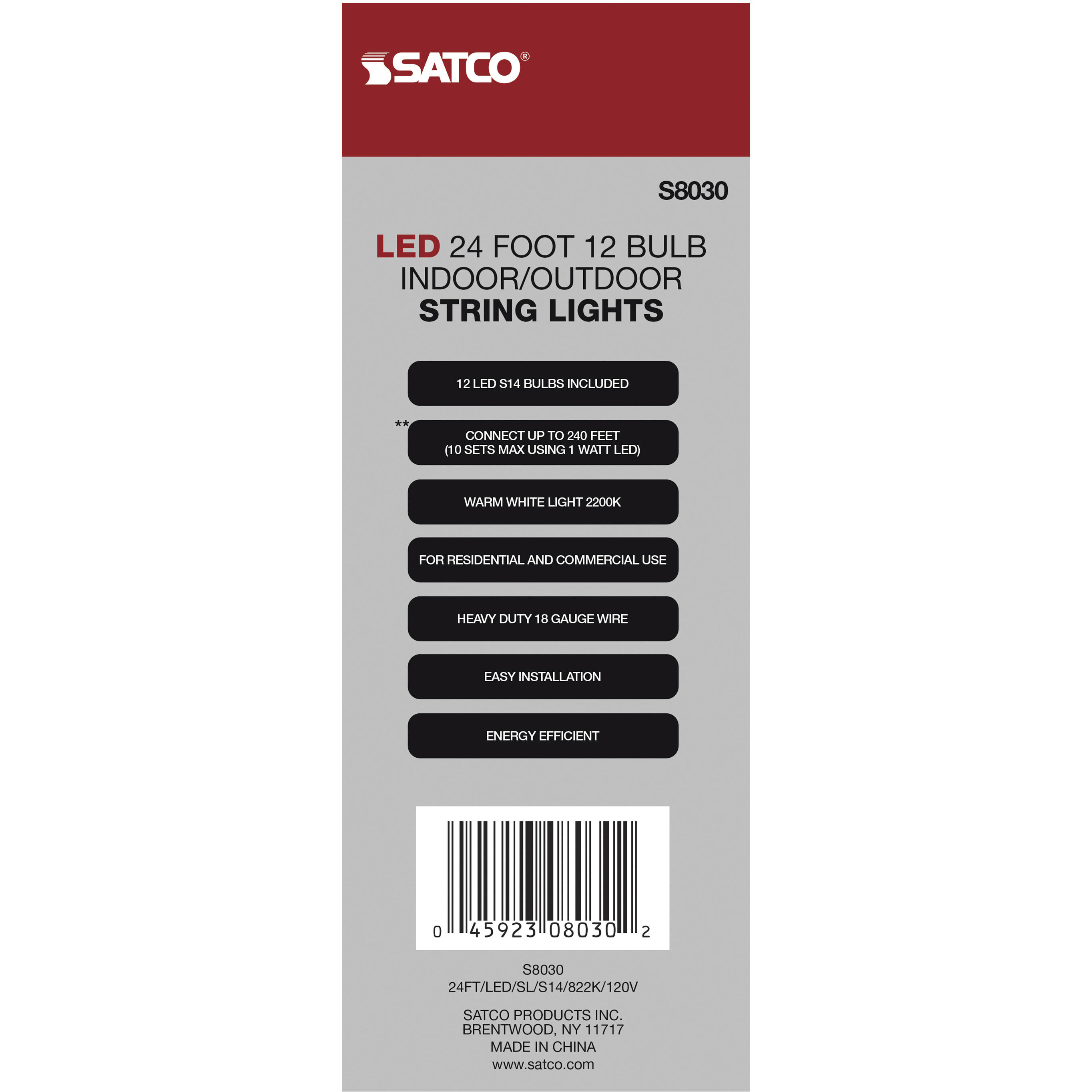 Lumos 12 Light LED 24 foot Black LED String Lights