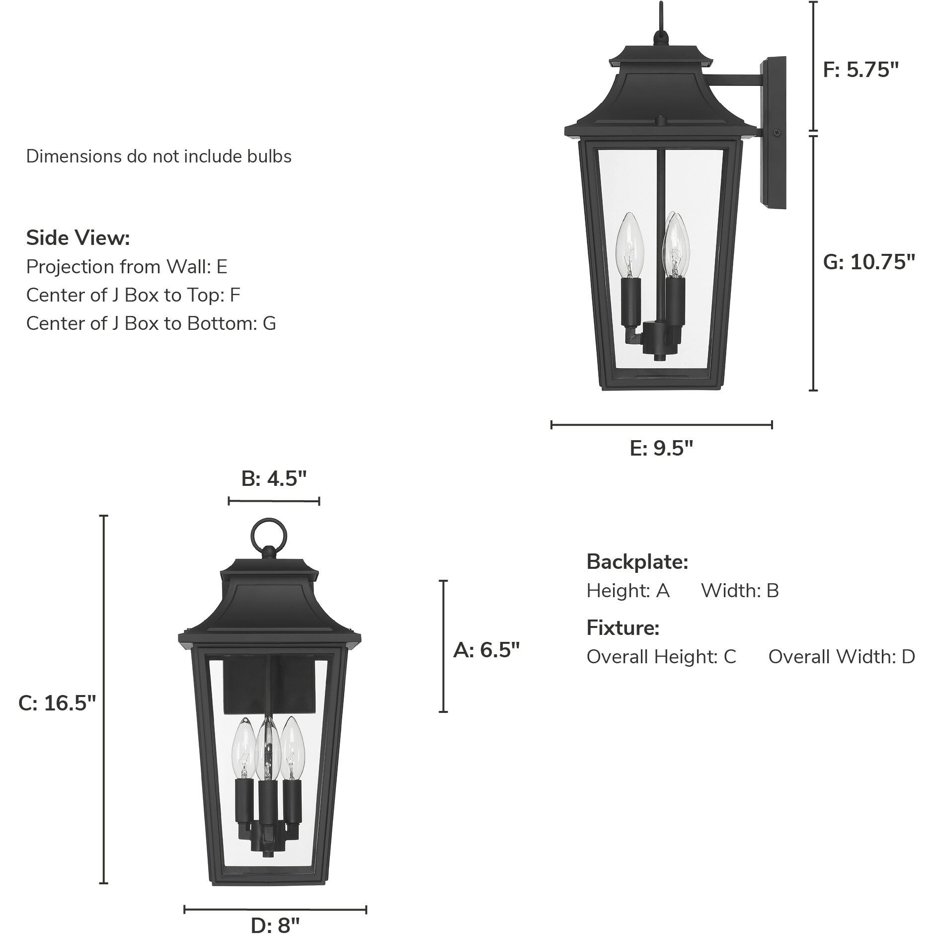 Spring Cove 3 Light 16.5 inch Matte Black Outdoor Wall Lantern, Large