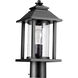 Crusoe 1 Light 16 inch Noir Post Lantern, Clear Seeded