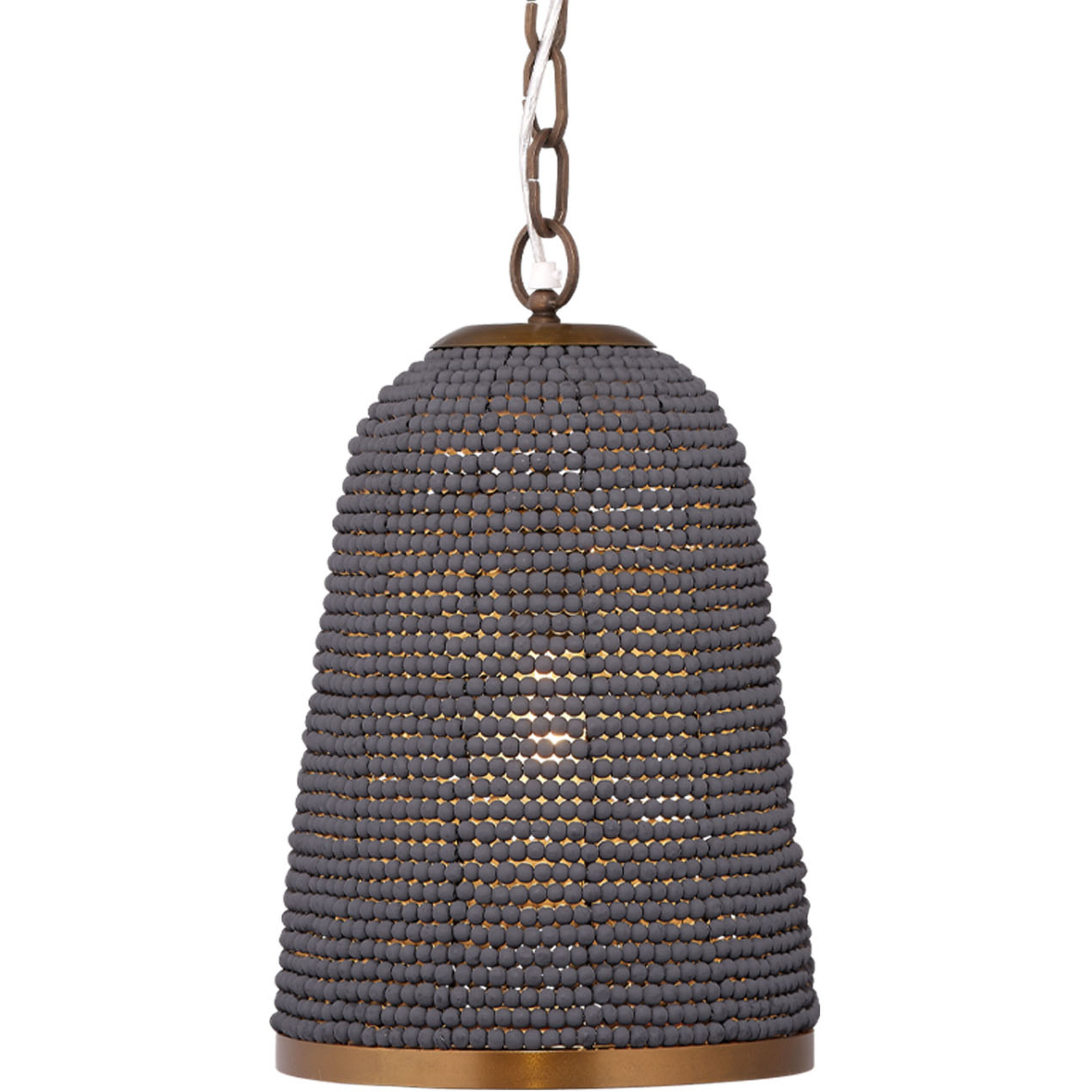 Creekside 1 Light 11 inch Slate Blue Wood Beads and Antique Brass Pendant Ceiling Light