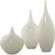Nymph Decorative 19 X 8 inch Vases in White Glass, Set of 3