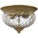 Plantation 2 Light 12 inch Burnished Brass Indoor Bath Flush Mount Ceiling Light