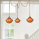 Alora Mood Farrah 3 Light 11.88 inch Brushed Gold Pendant Ceiling Light in Amber Ribbed Glass
