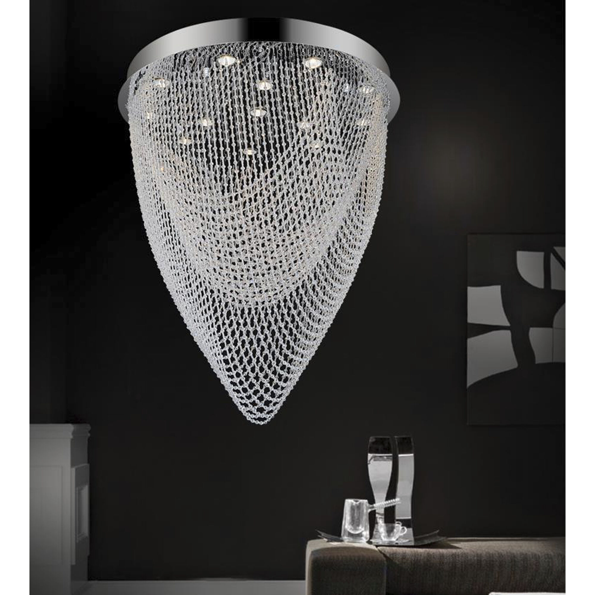 Wave 13 Light 32 inch Chrome Flush Mount Ceiling Light