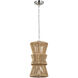 Chapman & Myers Antigua LED 11 inch Polished Nickel and Natural Abaca Pendant Ceiling Light