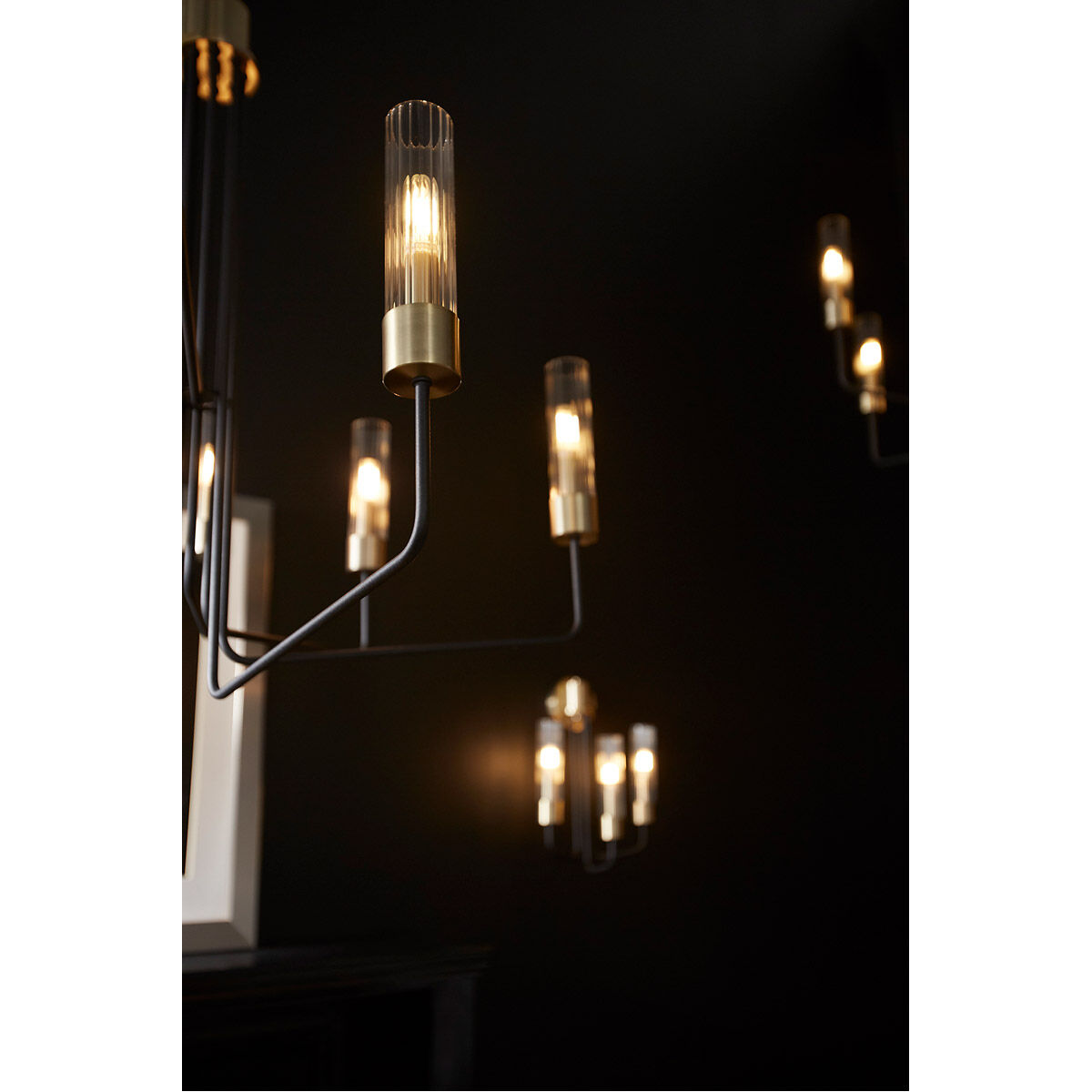 Helix 8 Light 34.5 inch Noir with Aged Brass Chandelier Ceiling Light
