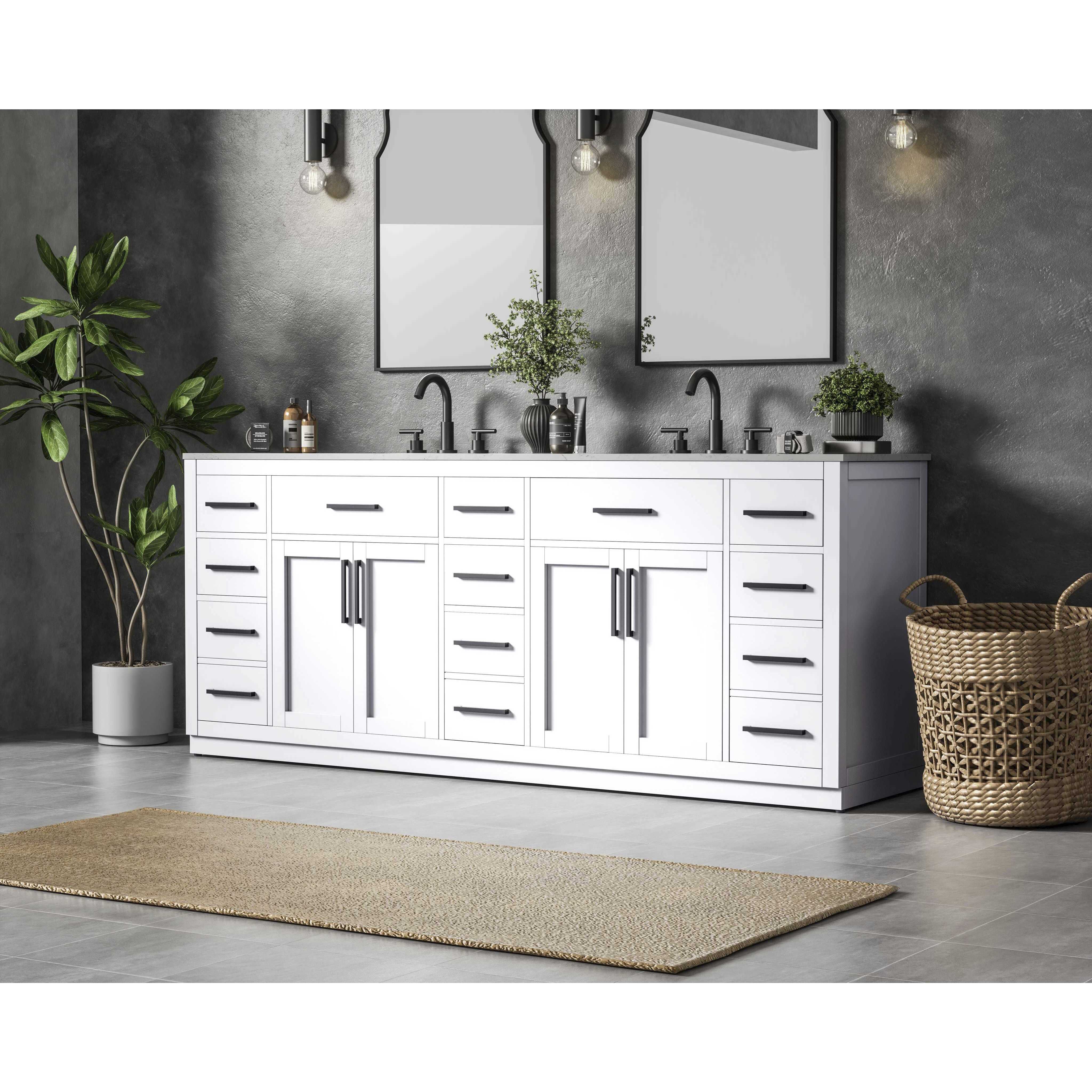 Alden 84 X 35 inch White Bathroom Vanity Cabinet
