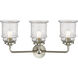 Nouveau Canton 3 Light 24 inch Brushed Satin Nickel Bath Vanity Light Wall Light in Seedy Glass, Nouveau