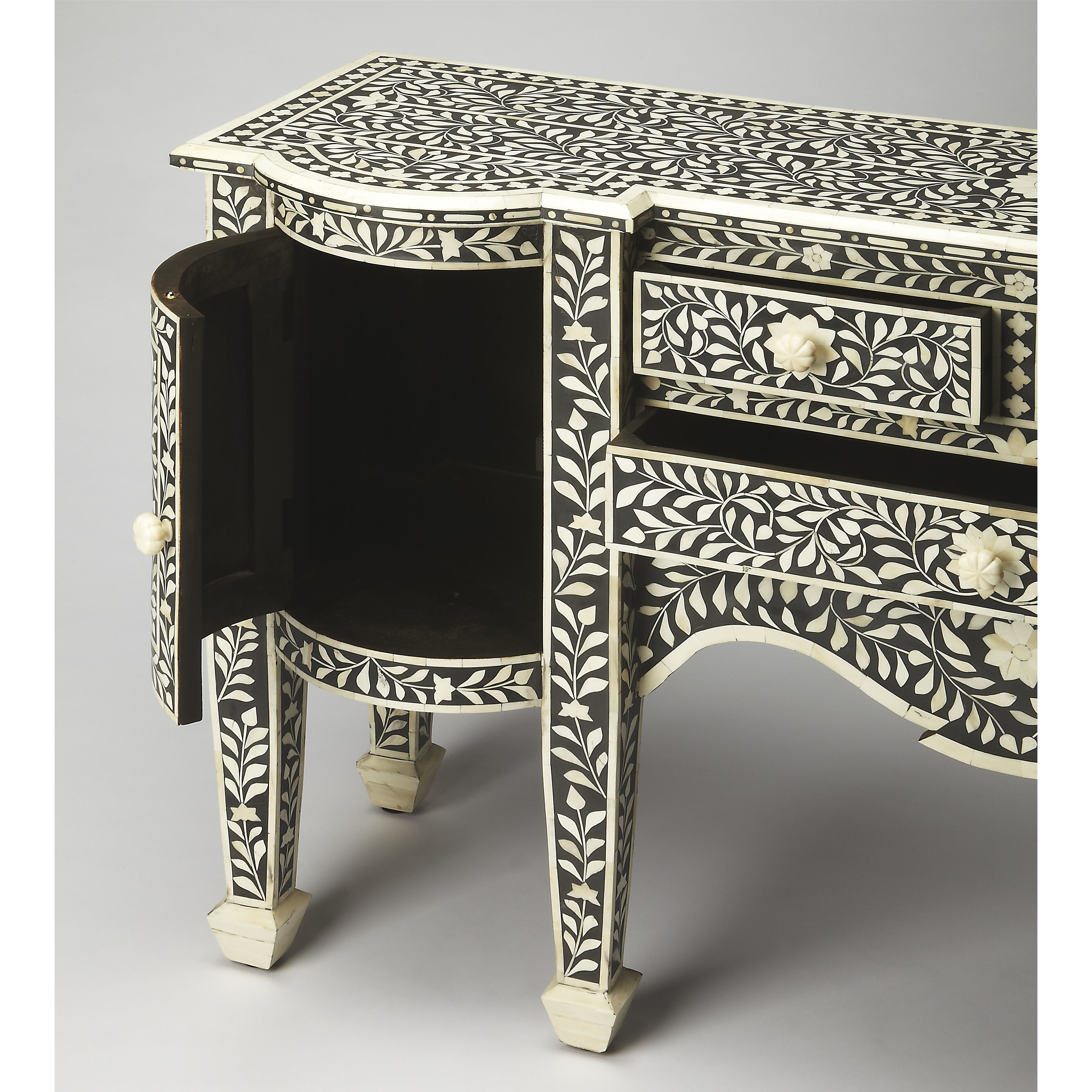 Bone Inlay Victoria Black Bone Inlay Heritage Chest/Cabinet