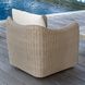 Sunset Oatmeal Wicker and Oyster White Fabric Outdoor Swivel Lounge Chair
