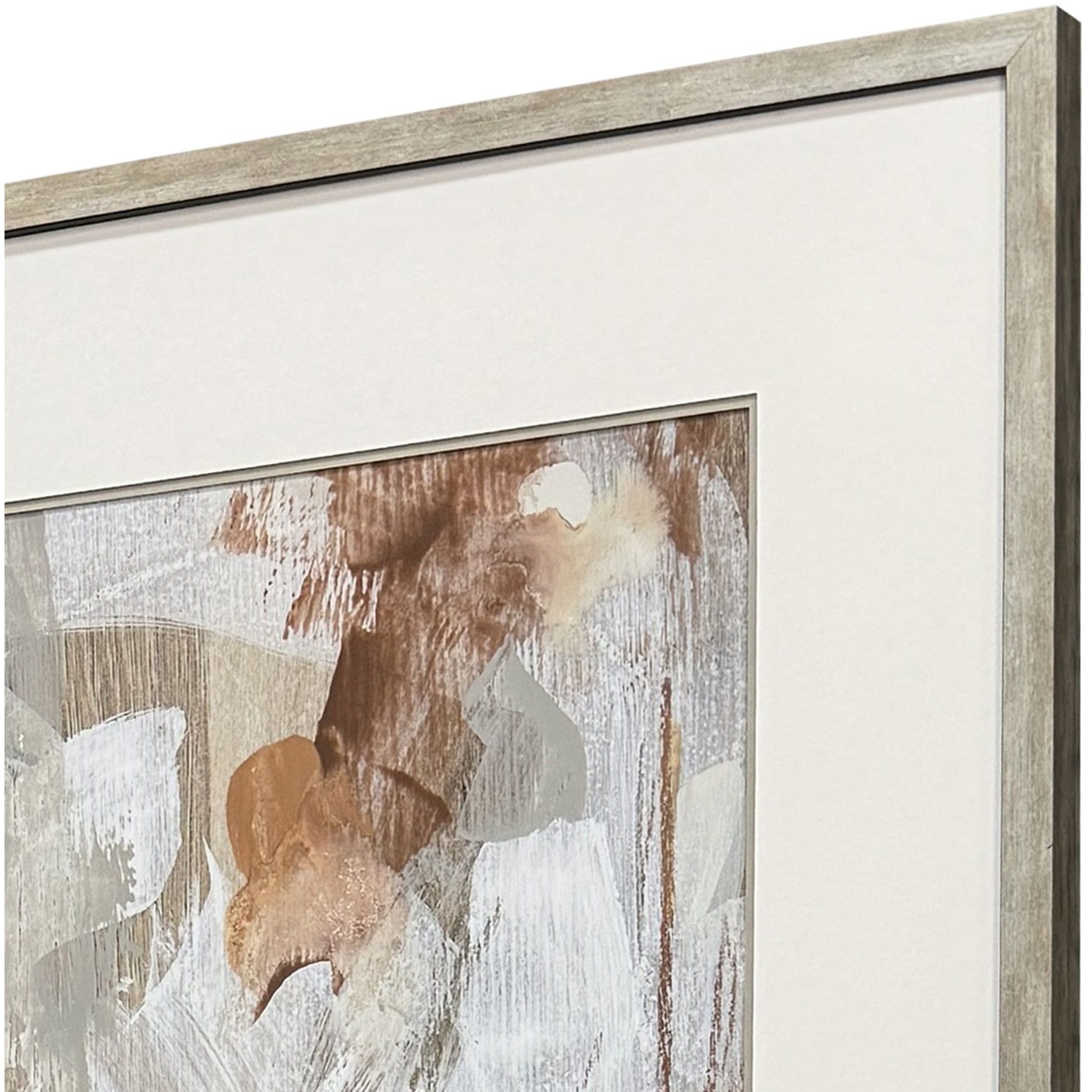 Cloudscrape White and Brown and Beige and Rust Framed Art