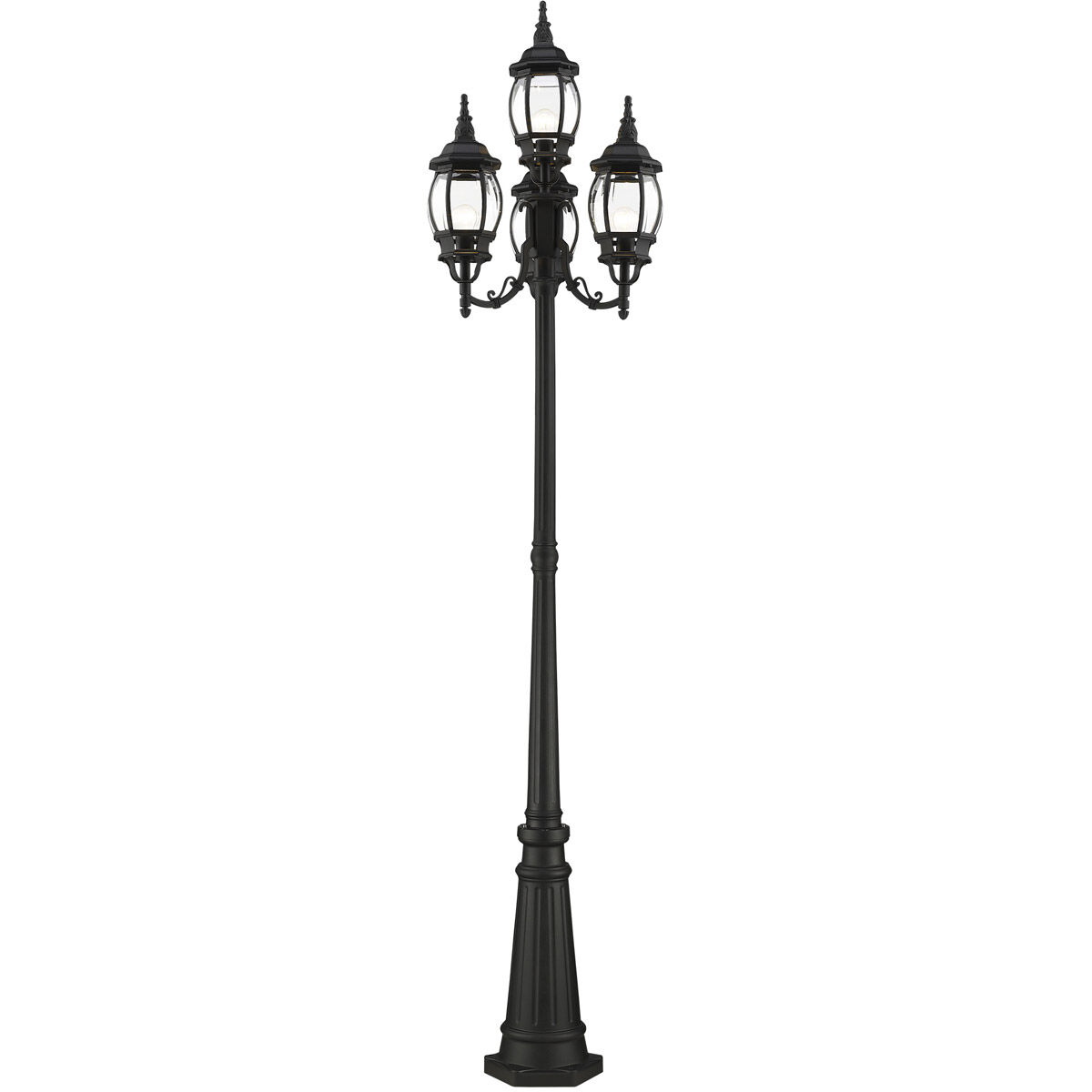 Frontenac 4 Light 93 inch Textured Black Outdoor Post Light