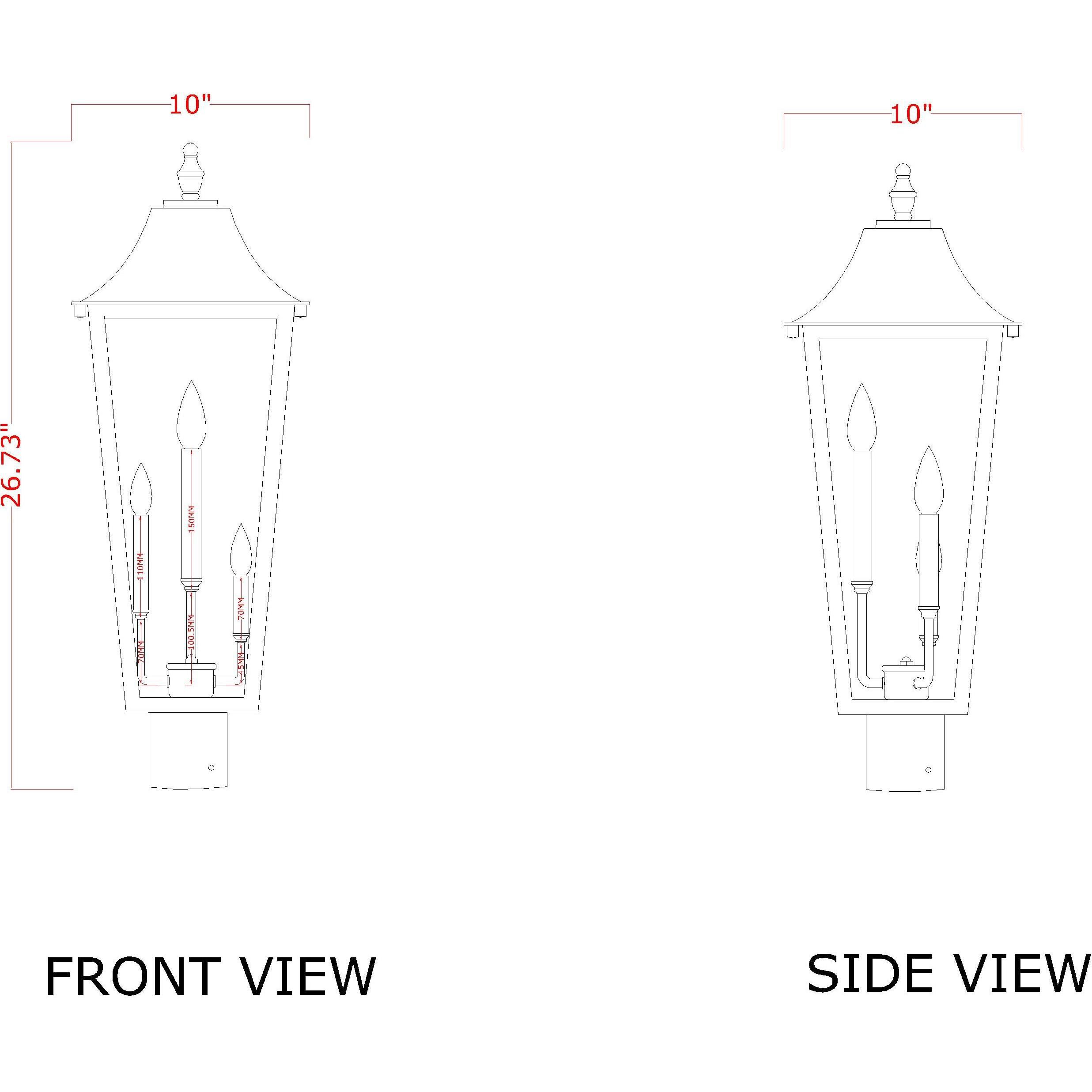 Gannon 3 Light 26.75 inch Black Outdoor Post Mount Fixture
