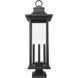 Tiberius 6 Light 36.5 inch Black Outdoor Pier Mounted Fixture in Clear Seedy Glass