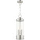 Hillcrest 3 Light 7 inch Brushed Nickel Outdoor Pendant Lantern