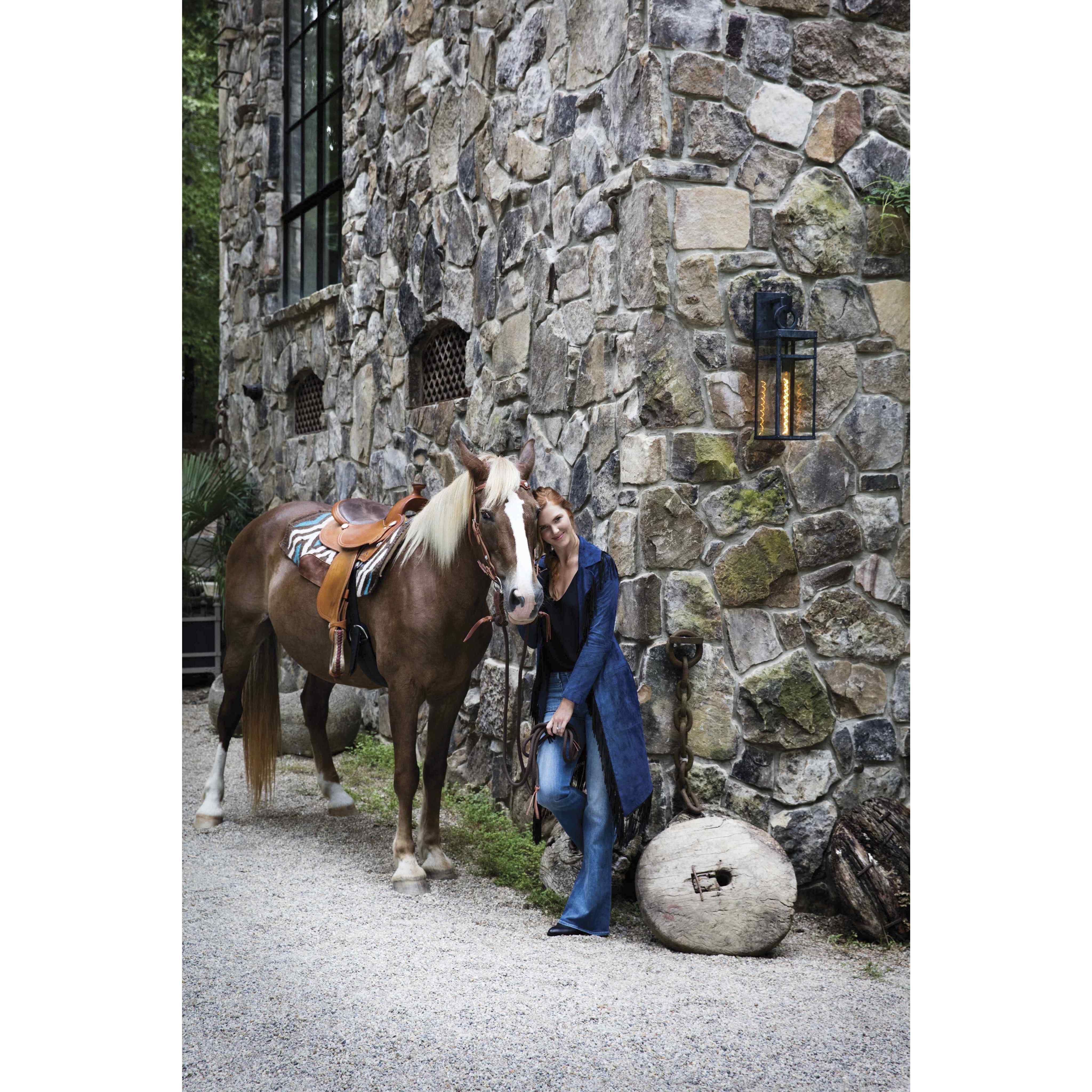 Estate Series Porter LED 25 inch Aged Zinc Outdoor Wall Mount Lantern, Large