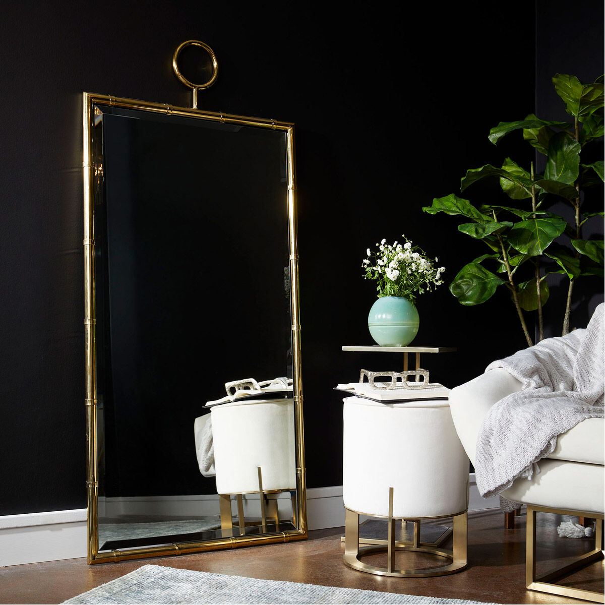 Golden Image 61 X 29 inch Brass Wall Mirror