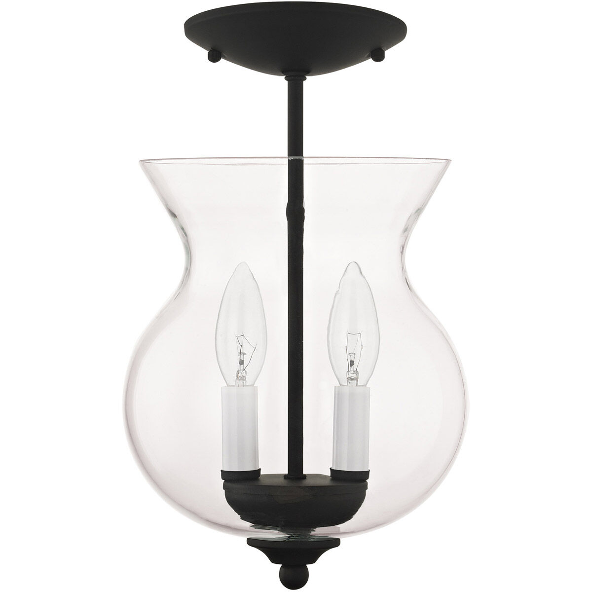 Heritage 2 Light 8 inch Black Convertible Mini Pendant/Ceiling Mount Ceiling Light