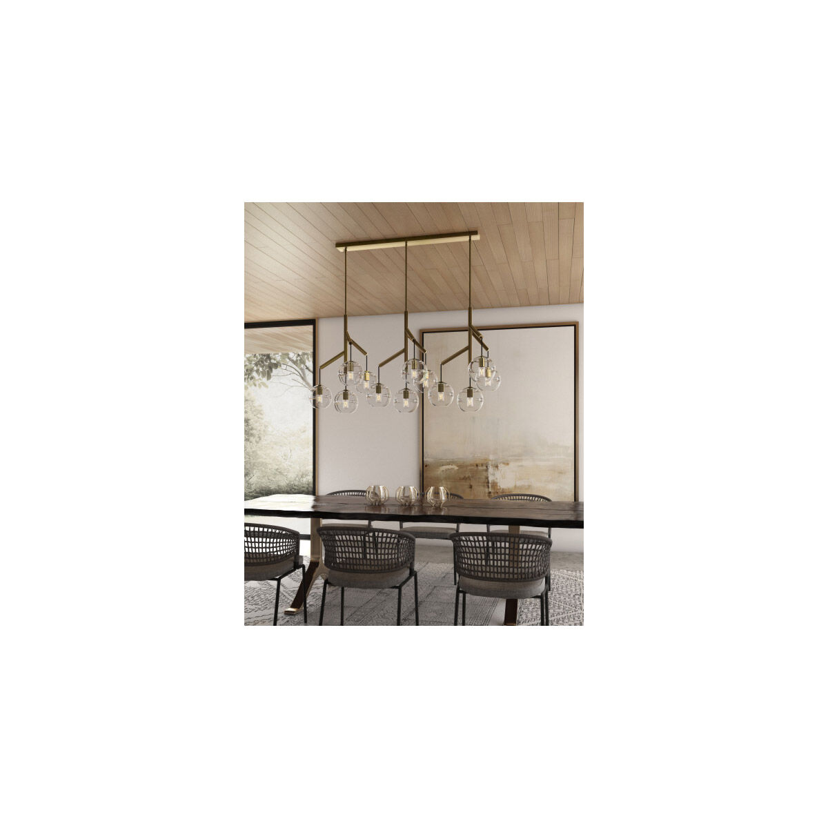 Sean Lavin Sedona LED 24.5 inch Satin Nickel Chandelier Ceiling Light in Transparent Smoke Glass, LED 90 CRI 2700K