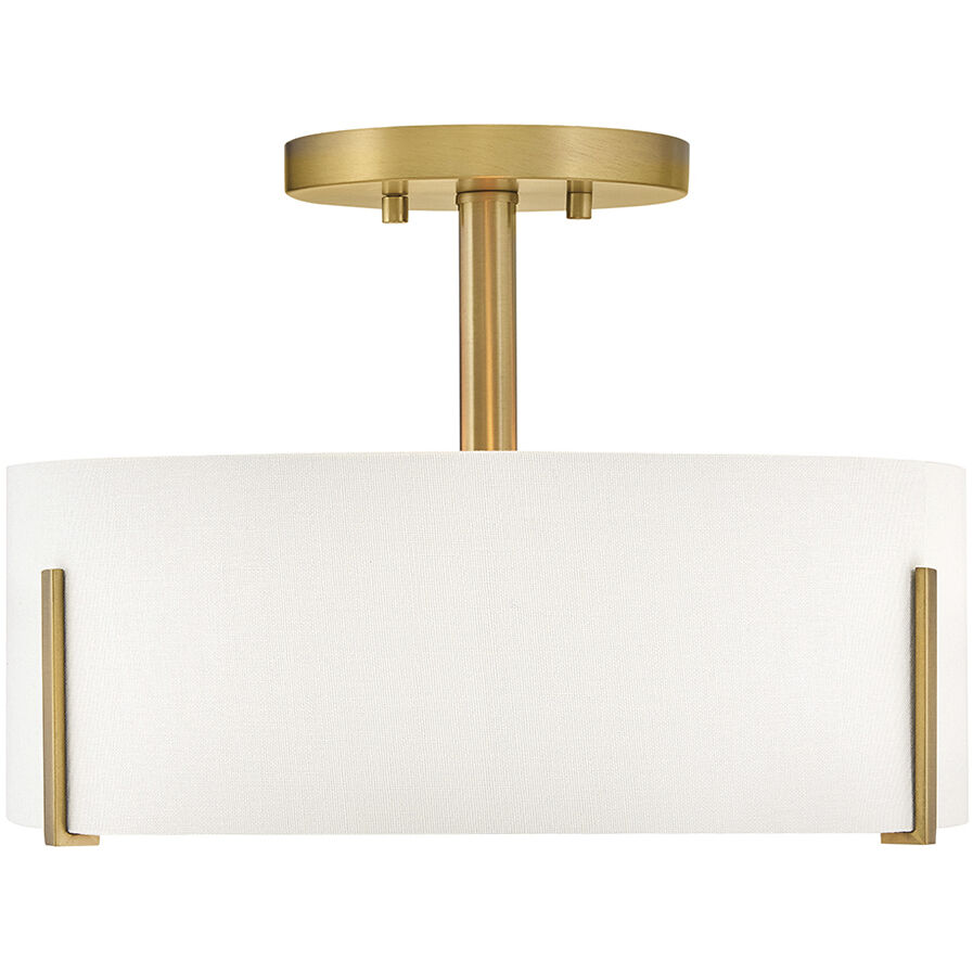 Halle 3 Light 14.5 inch Lacquered Brass Semi-flush Mount Ceiling Light