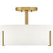 Halle 3 Light 14.5 inch Lacquered Brass Semi-flush Mount Ceiling Light