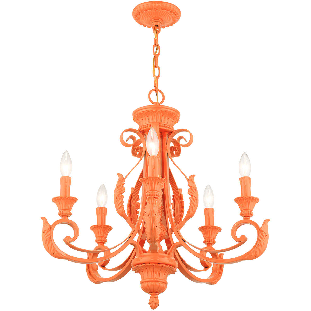 Valencia 5 Light 25 inch Shiny Orange Chandelier Ceiling Light